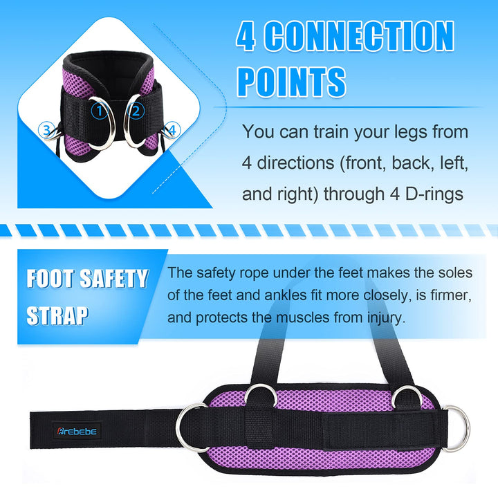 1 Pair Fitness Ankle Strap for Cable Machine, Adjustable Women Men Ankle Strap Kickbacks with Fixed Rope, Foot Legs Muscle Strength Exercises, Gym Hips Workouts Thighs Power Trainer (black)