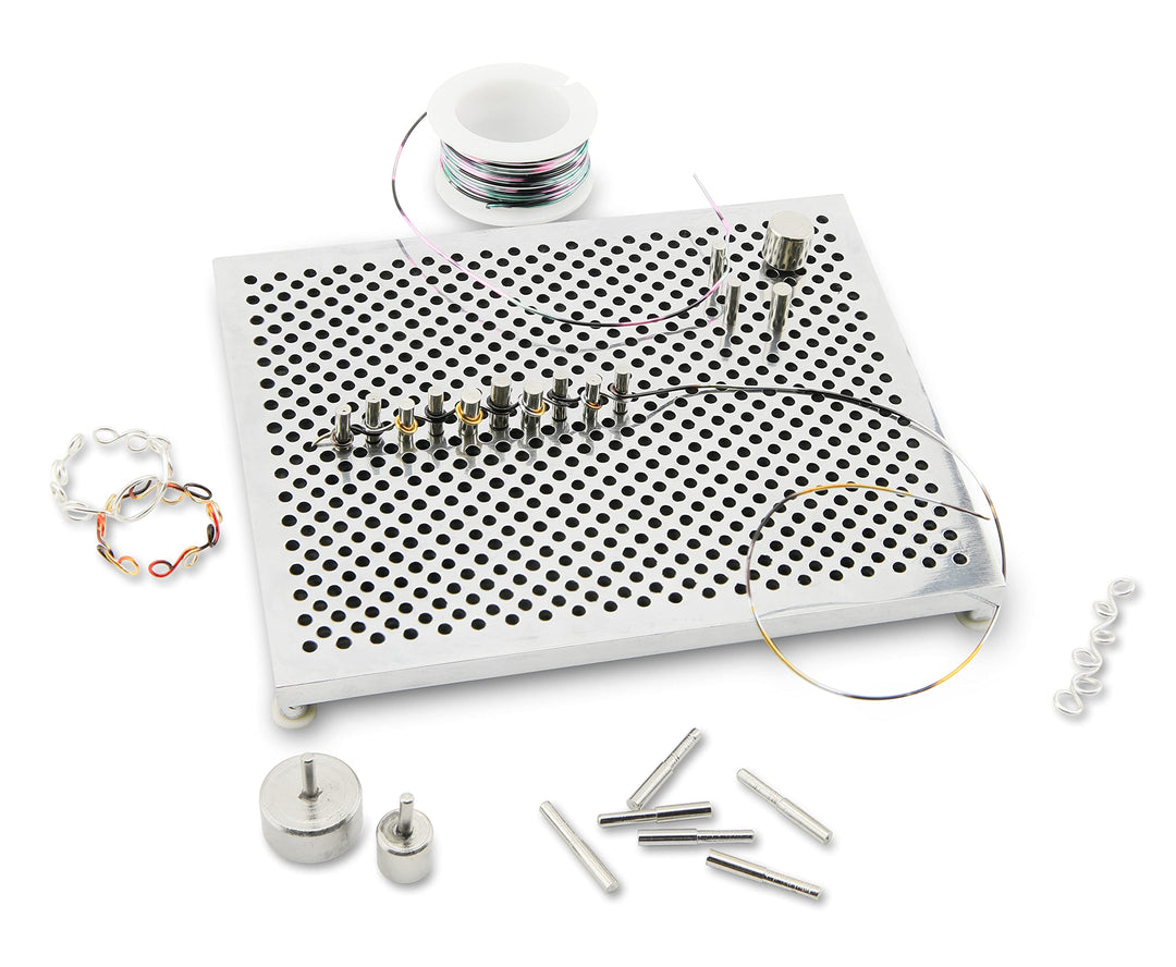 Deluxe Jig Kit - 5x4 Inch Aluminum Wire Bender Jig with 30 Adjustable Pegs, 6 Patterns Included, Perfect Jewelry Making Tools for Wire Wrapping Kit and Craft Creation
