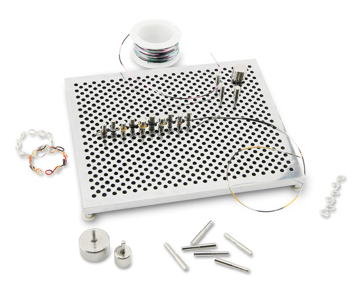 Deluxe Jig Kit - 5x4 Inch Aluminum Wire Bender Jig with 30 Adjustable Pegs, 6 Patterns Included, Perfect Jewelry Making Tools for Wire Wrapping Kit and Craft Creation