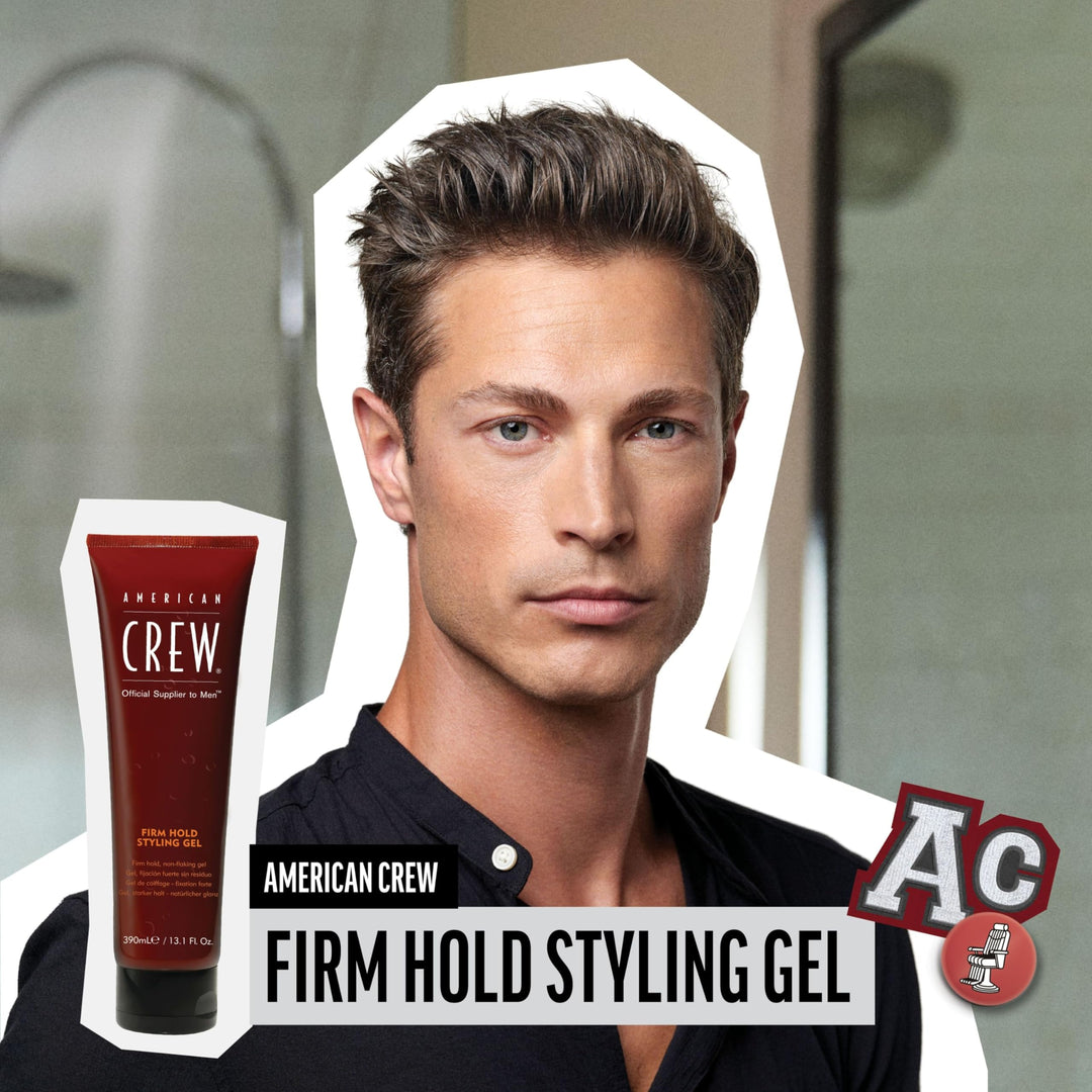 American Crew Men's Hair Gel, Firm Hold, Non-Flaking Styling Gel, 33.8 Fl Oz