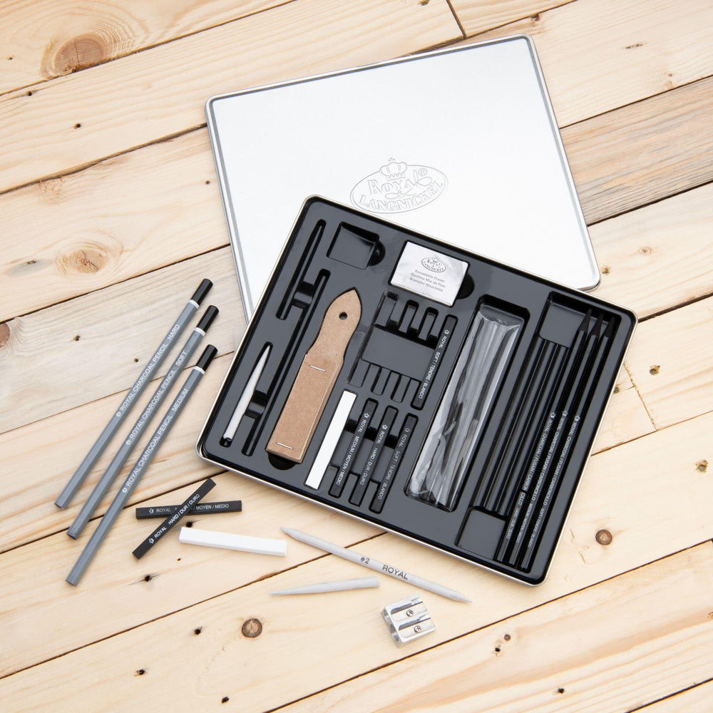 Essentials(TM) Medium Charcoal Art Set W/Tin