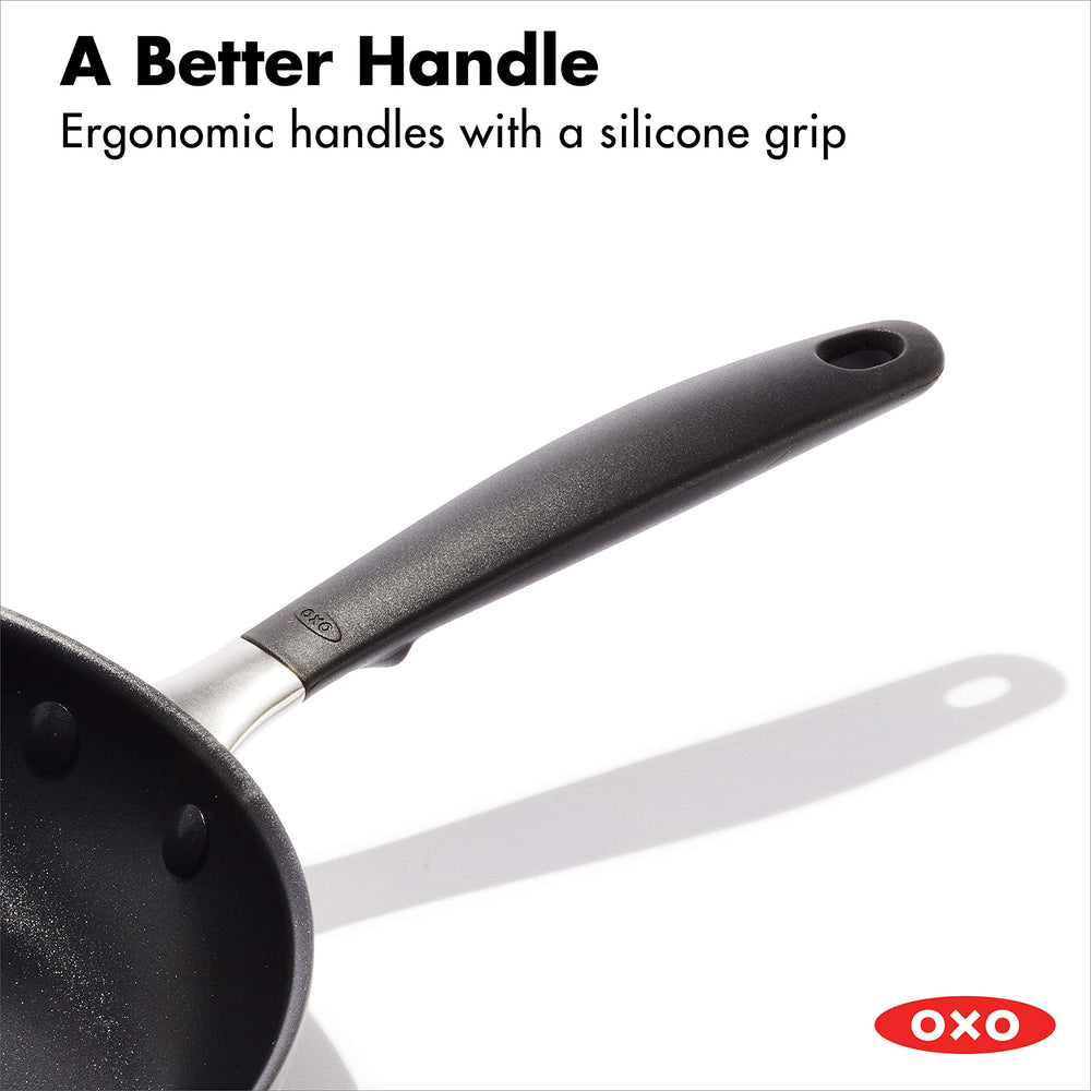 Good Grips 12 Frying Pan Skillet, 3-Layered German Engineered Nonstick Coating, Stainless Steel Handle with Nonslip Silicone, Black