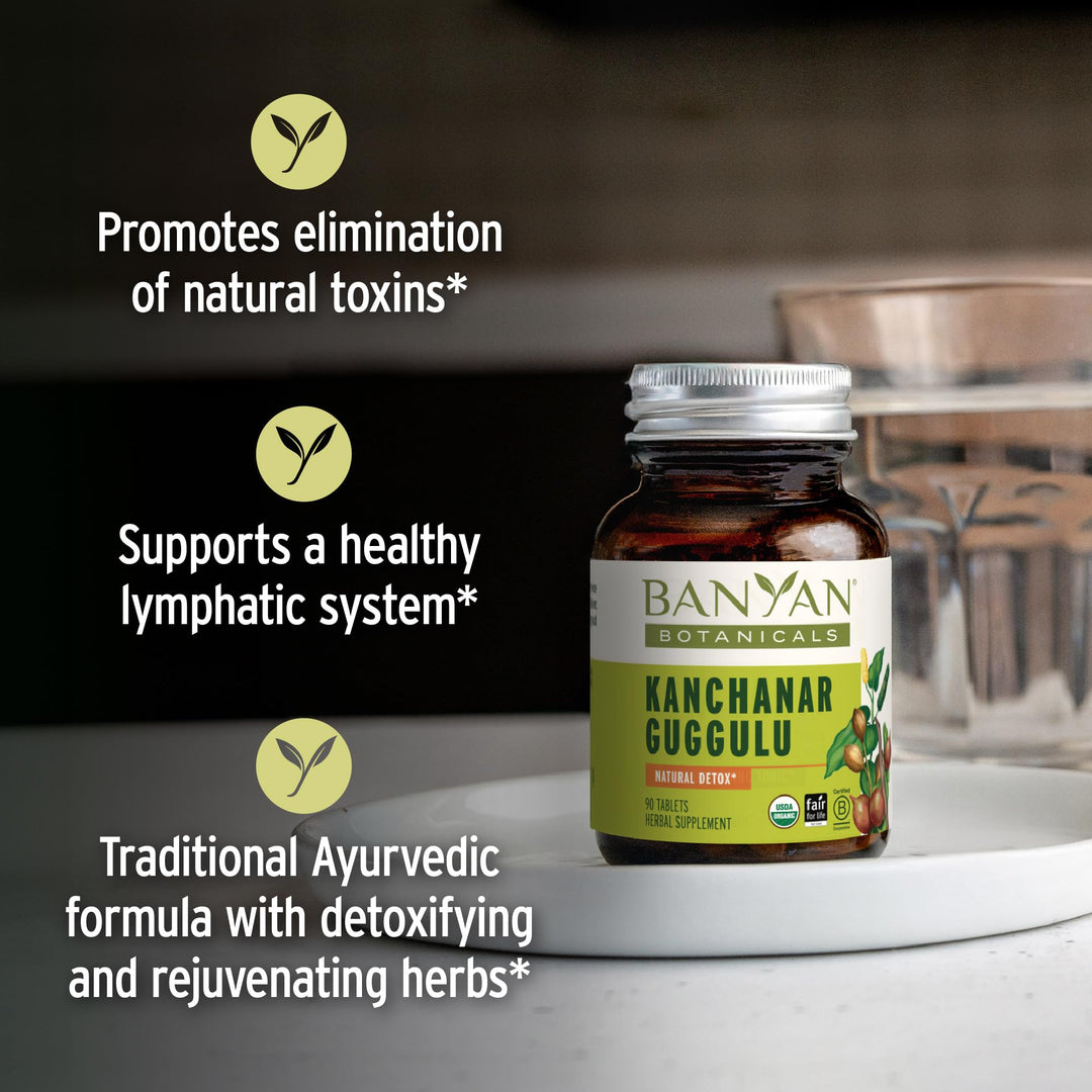 Kanchanar Guggulu Tablets – Organic Lymph Supplement with Guggulu Resin – Promotes The Healthy Elimination of Natural Toxins* – 90 Tablets – Non-GMO Sustainably Sourced Vegan