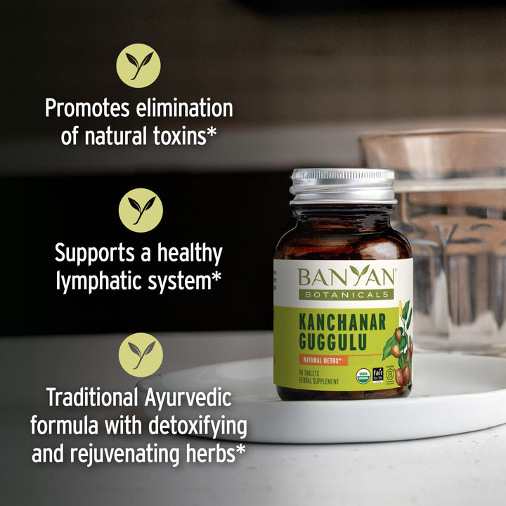 Kanchanar Guggulu Tablets – Organic Lymph Supplement with Guggulu Resin – Promotes The Healthy Elimination of Natural Toxins* – 90 Tablets – Non-GMO Sustainably Sourced Vegan