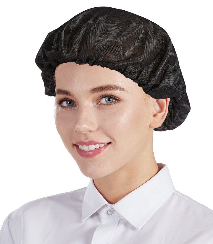 5Pcs Bouffant Caps,Food Service Hair Nets,Hair Head Cover Net for Factory, Kitchen, Factory Warehouse Worker CF9047 (Black, One Size)