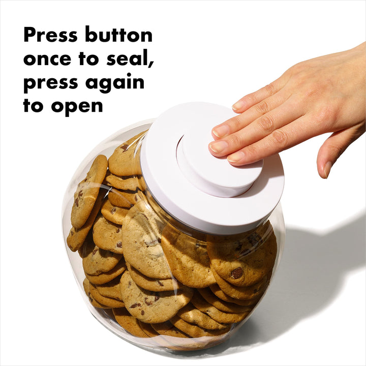 Good Grips 3.0 Qt POP Medium Cookie Jar - Airtight Food Storage - for Snacks and More, White and Clear