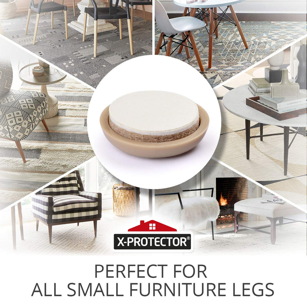 Chair Sliders X-PROTECTOR – Furniture Sliders 40 pcs Carpet Sliders 1” – The Best Furniture Moving Pads – Premium Chair Leg Floor Protectors – Slide Effortlessly with Chair Pads & Protect Your Floor!