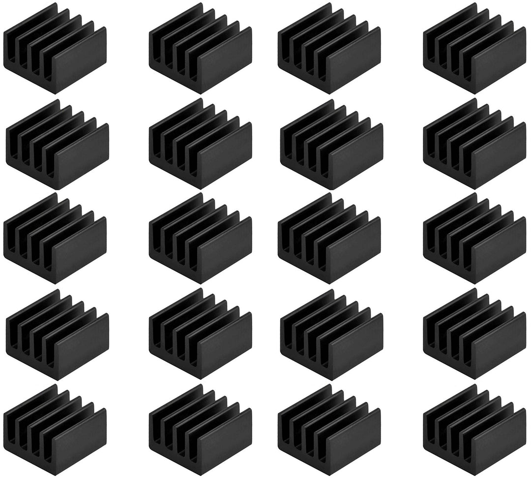 20pcs 9mm Small mini Heatsink Kit 9x9x5mm + 3M 8810 thermal conductive adhesive tape, mini cooler Aluminum Heat Sink for cooling VRM GPU Stepper Driver MOSFET VRam Regulators (9mmx9mmx5mm)