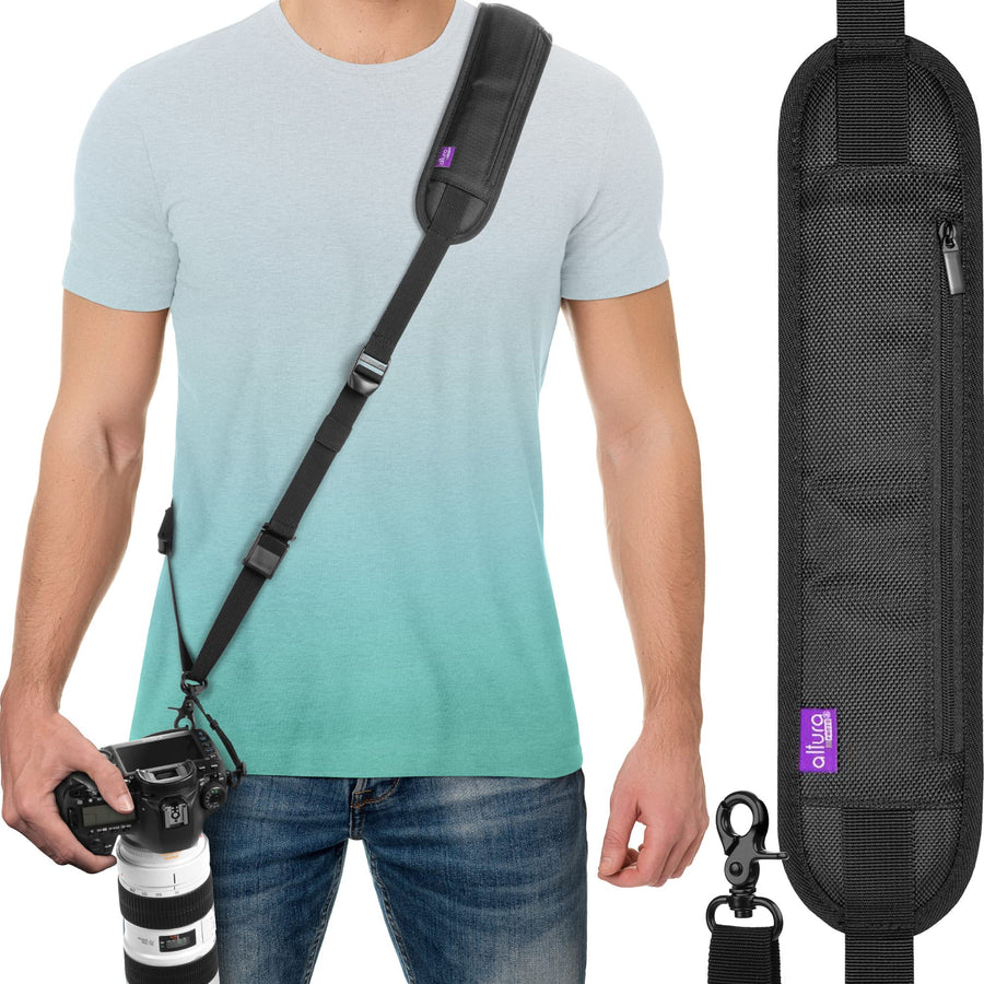 Camera Strap with Quick Release, Safety Tether, Storage Pouch for Canon Nikon Sony, Camera Neck Shoulder Strap