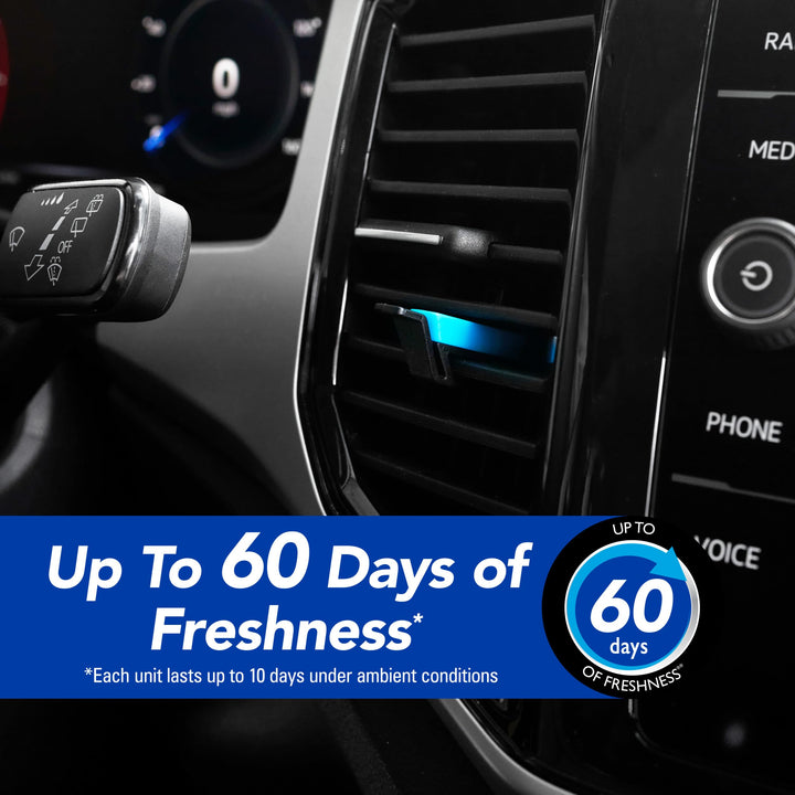 Refresh your car, Odor Elimination cool breeze Auto Vent Stick, New Car, 6 Per Pack - Packaging may vary, blue