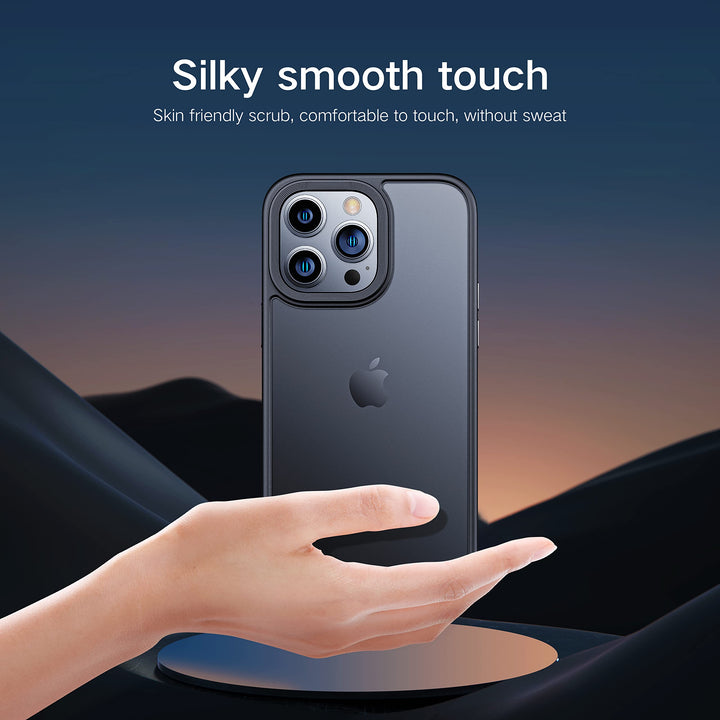 Shockproof Case for iPhone 14 Pro Max CaseTranslucent&Silky Touch&Sensitive Aluminum Buttons Anti-Fingerprint Anti-Scratch for iPhone Pro Max 14 Case for Women Men (Black)