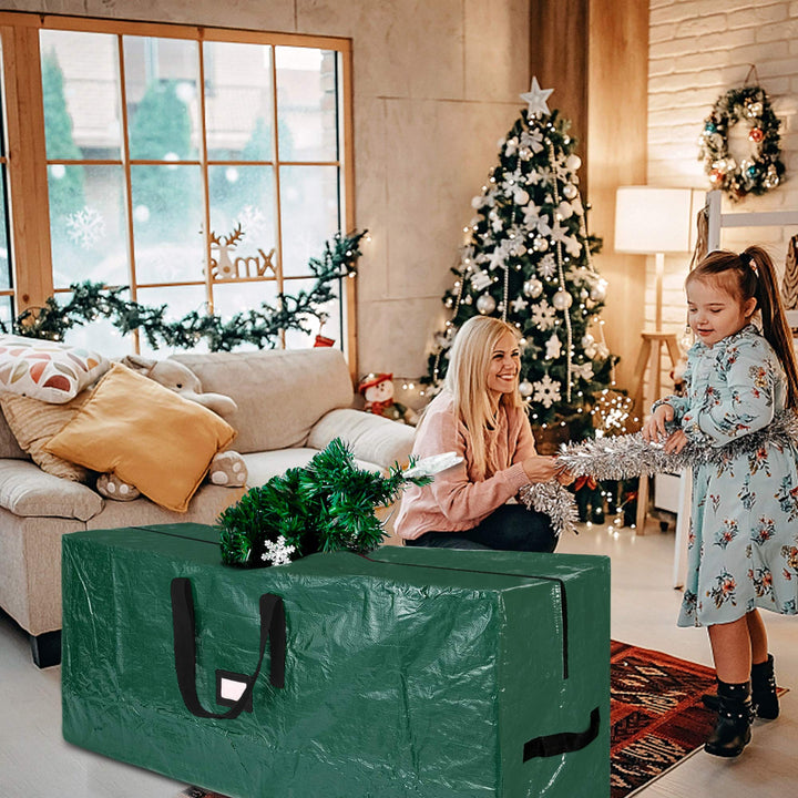 Christmas Tree Storage Bag, Fits Up to 7.5 ft Tall Holiday Artificial Disassembled Trees, Durable with Handles and Dual Zipper, Waterproof Material (Green, 50 x 15 x 20 Inch, L)