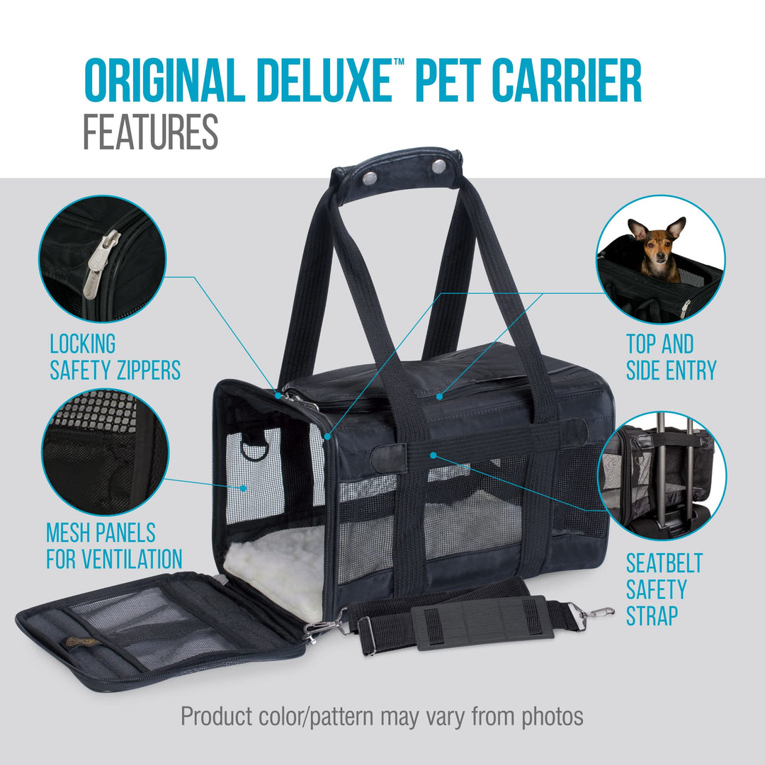 Original Deluxe Travel Pet Carrier, Airline Approved - Black, Large