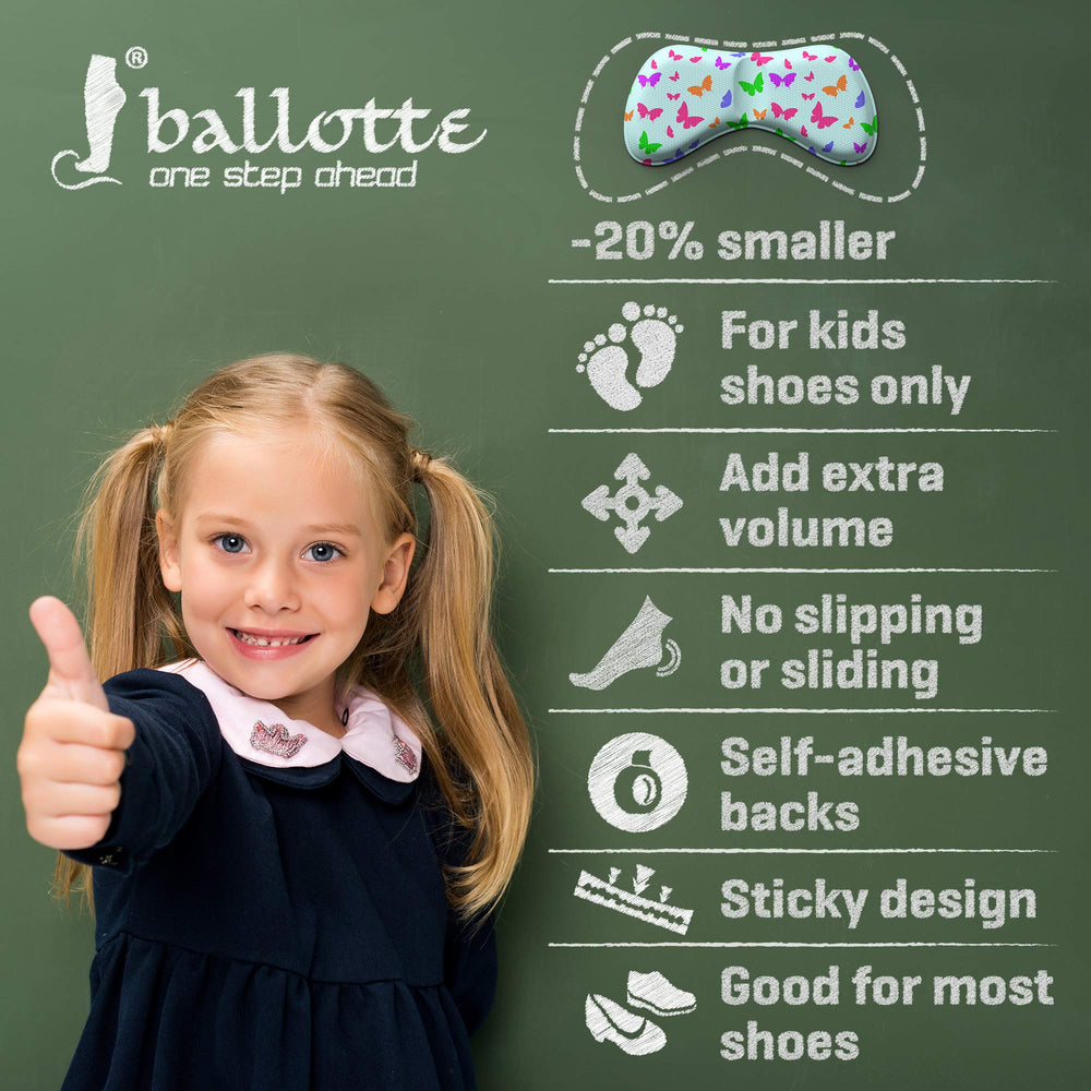 Shoe Inserts for Kids - Sticky Heel Grips for Loose Shoes - Add Extra Volume (0.5 Size) - 6 Pieces of Cute Small Sticky Cushion Pads for Kids Shoes