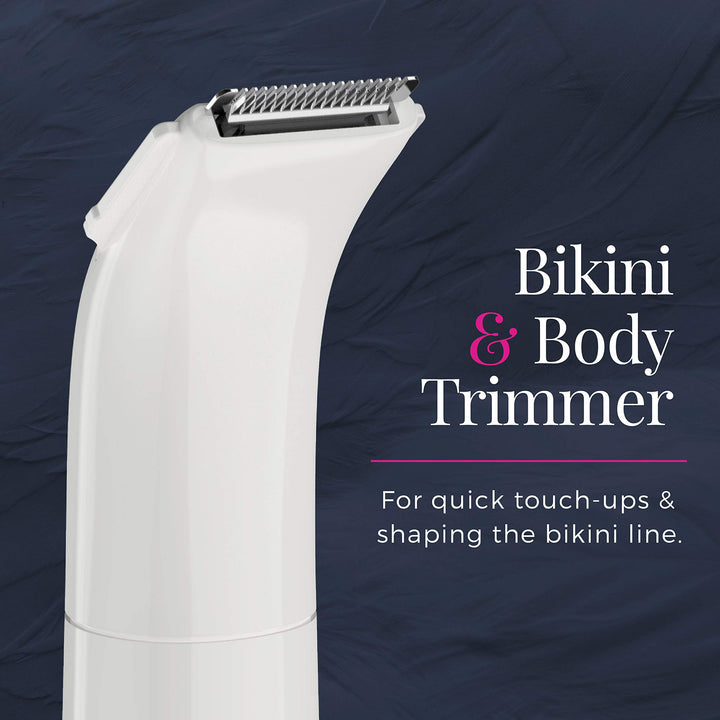 Smooth & Silky Body & Bikini Kit, Cordless bikini trimmer and shaver for women, Waterproof for grooming in the shower, White/Pink