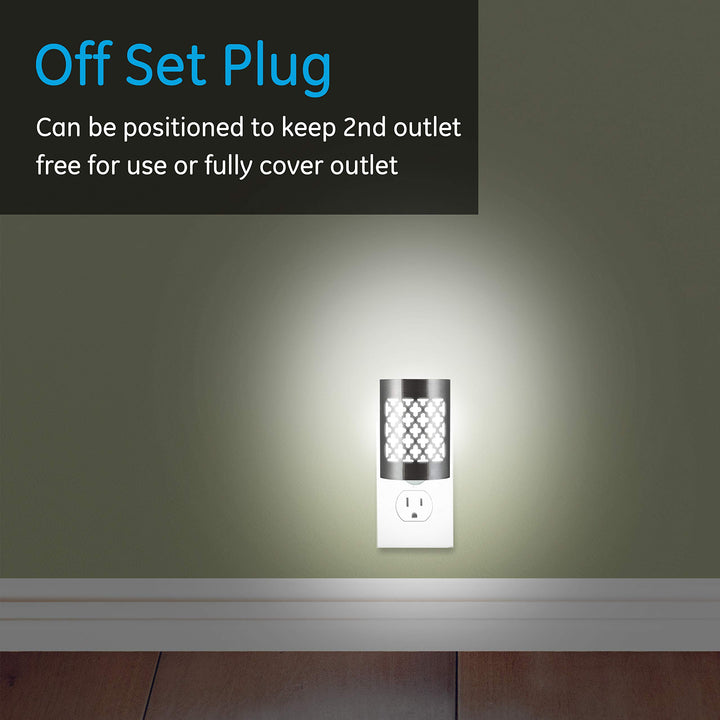CoverLite LED Night Light, Plug-In, Dusk to Dawn Sensor, Home Decor, LED Lights for Bedroom, Bathroom, Kitchen, Hallway, 2 Pack, 46815, Brushed Nickel | Moroccan