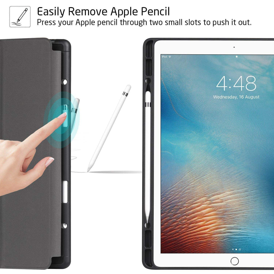 Ztotop Case for iPad Pro 12.9 Inch 2017/2015 with Pencil Holder- Lightweight Soft TPU Back Cover and Trifold Stand with Auto Sleep/Wake,Protective for iPad Pro 12.9 Inch(1st & 2nd Gen),Black