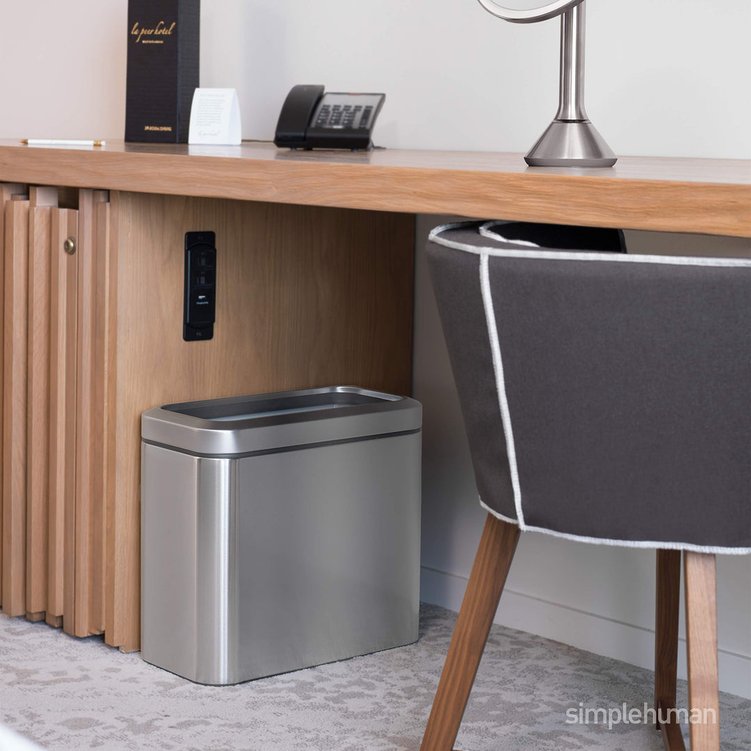 25 Liter / 6.6 Gallon Slim Open Top Small Trash Can, Commercial Grade Heavy Gauge Office Trash Can, Brushed Stainless Steel