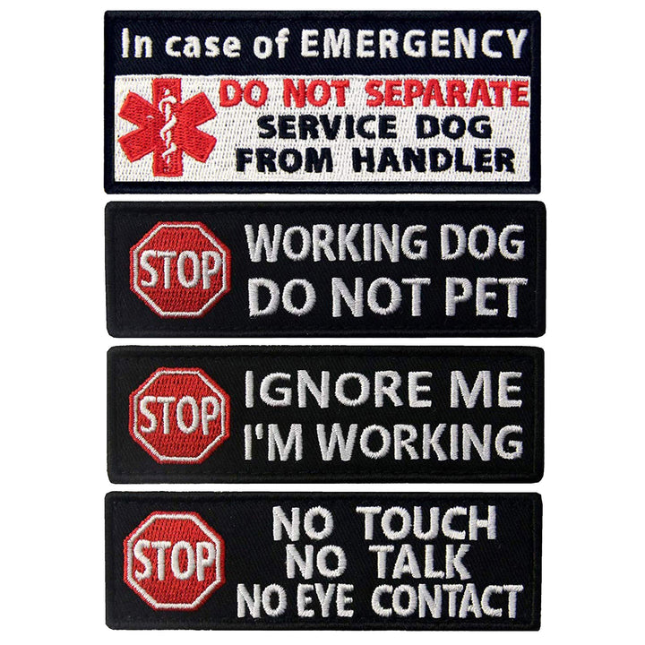 Service Dog Patch, Dog No Touch No Talk, Working Do Not Pet, Ignore Me I'm Working, in Case of Emergency Medic Paramedic Star of Life Emblem Embroidered Fastener Hook Loop Patches