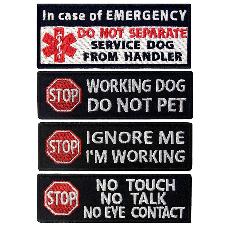 Service Dog Patch, Dog No Touch No Talk, Working Do Not Pet, Ignore Me I'm Working, in Case of Emergency Medic Paramedic Star of Life Emblem Embroidered Fastener Hook Loop Patches