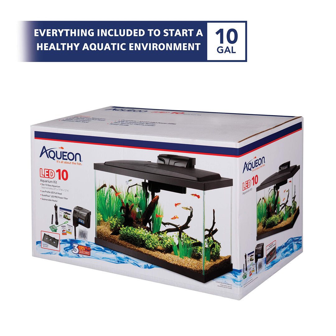 Aquarium Fish Tank Starter Kit with LED Lighting 10 Gallon Fish Tank