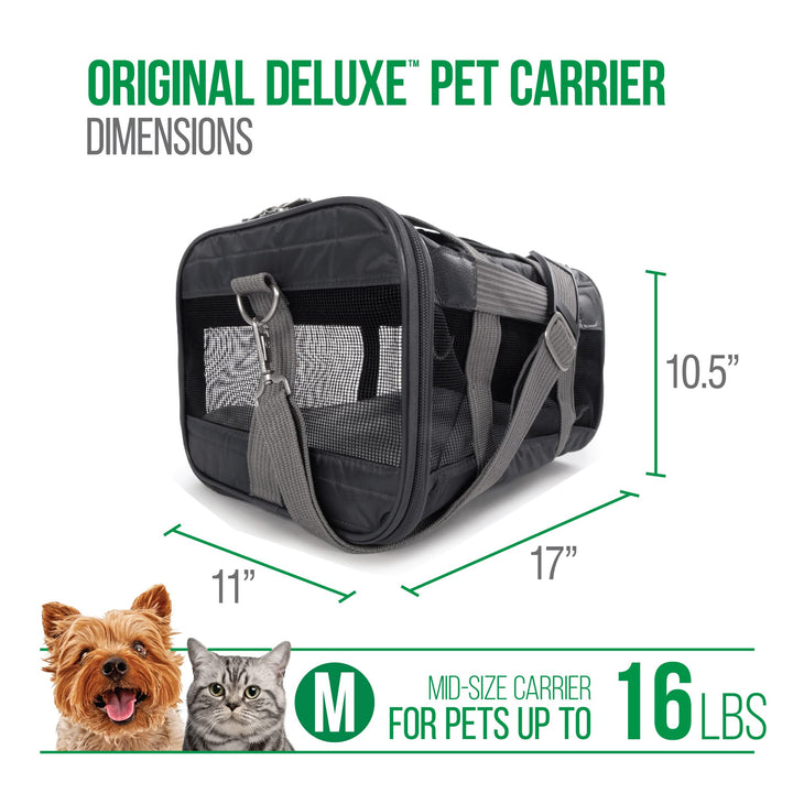 Original Deluxe Travel Pet Carrier, Airline Approved & Guaranteed On Board - Charcoal Gray, Medium