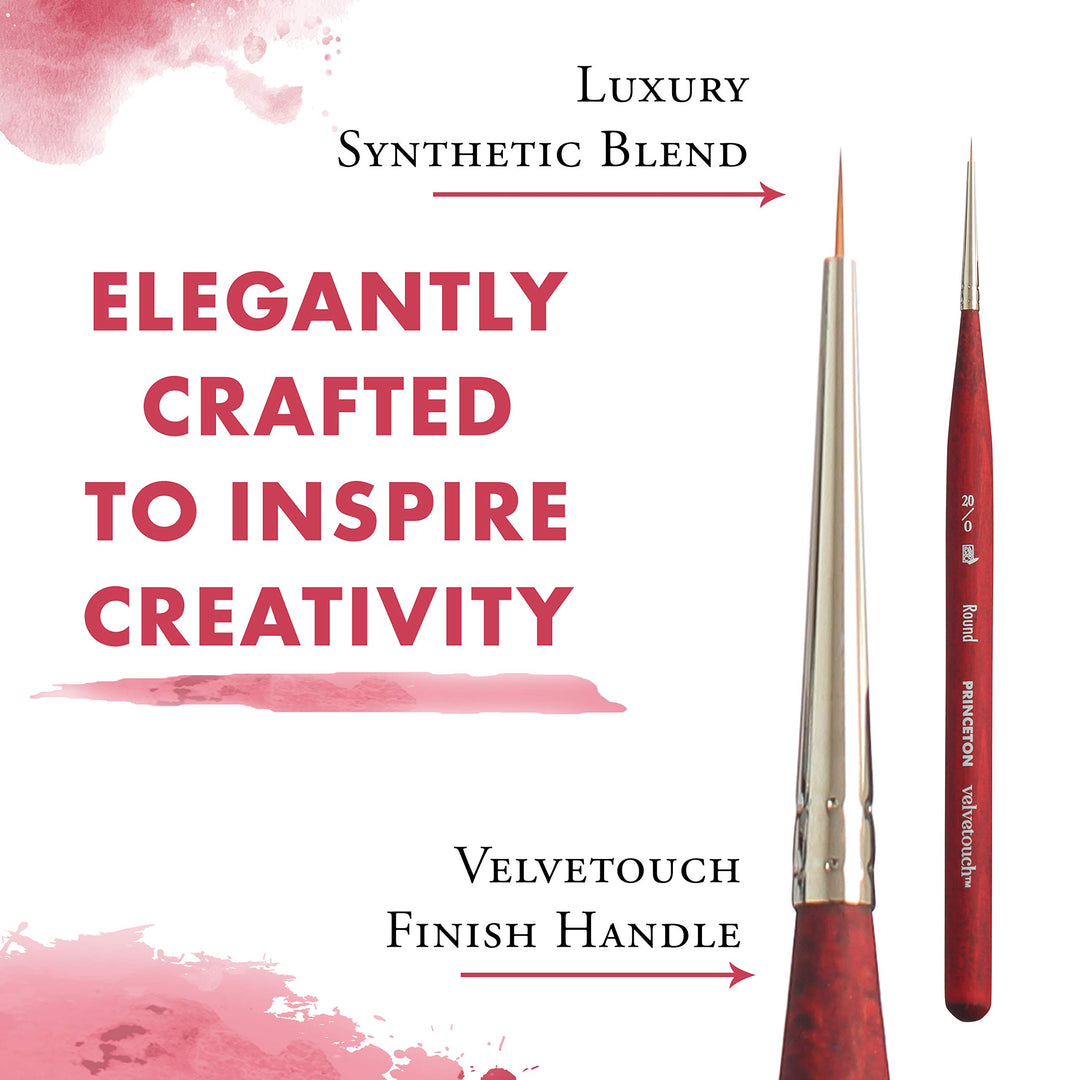 Velvetouch Mini Round Brush, Synthetic, Short Handle, Size 20/0 inch, 1 Count