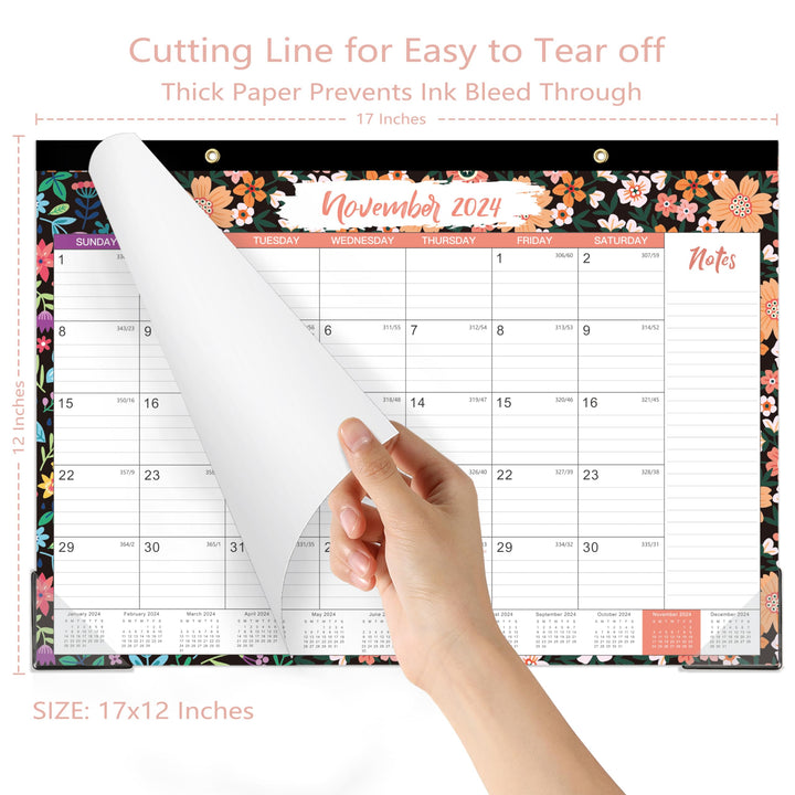 2025 Desk Calendar - 12 Months Large Desk/Wall Calendar, 17 x 12, Jan. 2025 - Dec. 2025, Large Desk Calendar 2025 with 2 Corner Protectors