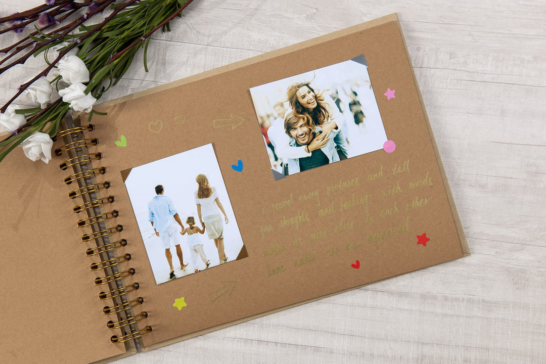 12.2 x 8.5 Inch Hardcover Kraft Blank Page DIY Scrapbook Photo Album, 80 Pages (40 Sheets) Wedding Anniversary Family Small Scrapbook Photo Album (Brown)