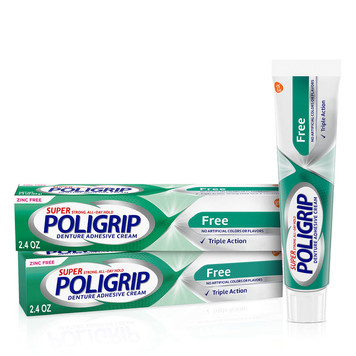 Zinc Free Denture and Partials Adhesive Cream, 2.4-ounce Twin pack