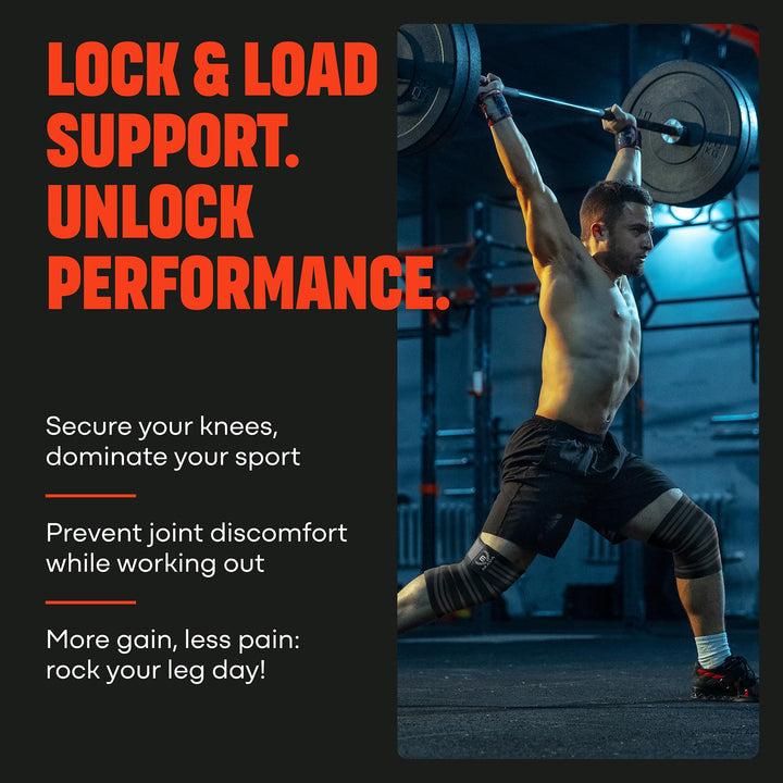 Knee Wraps (Pair) for Men & Women | Ideal for Cross Training, WODs, Gym Workouts, Weightlifting, Fitness & Powerlifting | Knee Straps for Squats | 72 Compression & Elastic Support