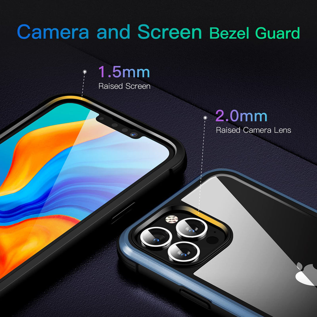 Rainbow Series for iPhone 13 Pro Max Case, Military Grade Protection, Durable Aluminum Frame, Never Yellow Clear Back, Shockproof Phone Case for iPhone 13 Pro Max, Sierra Blue