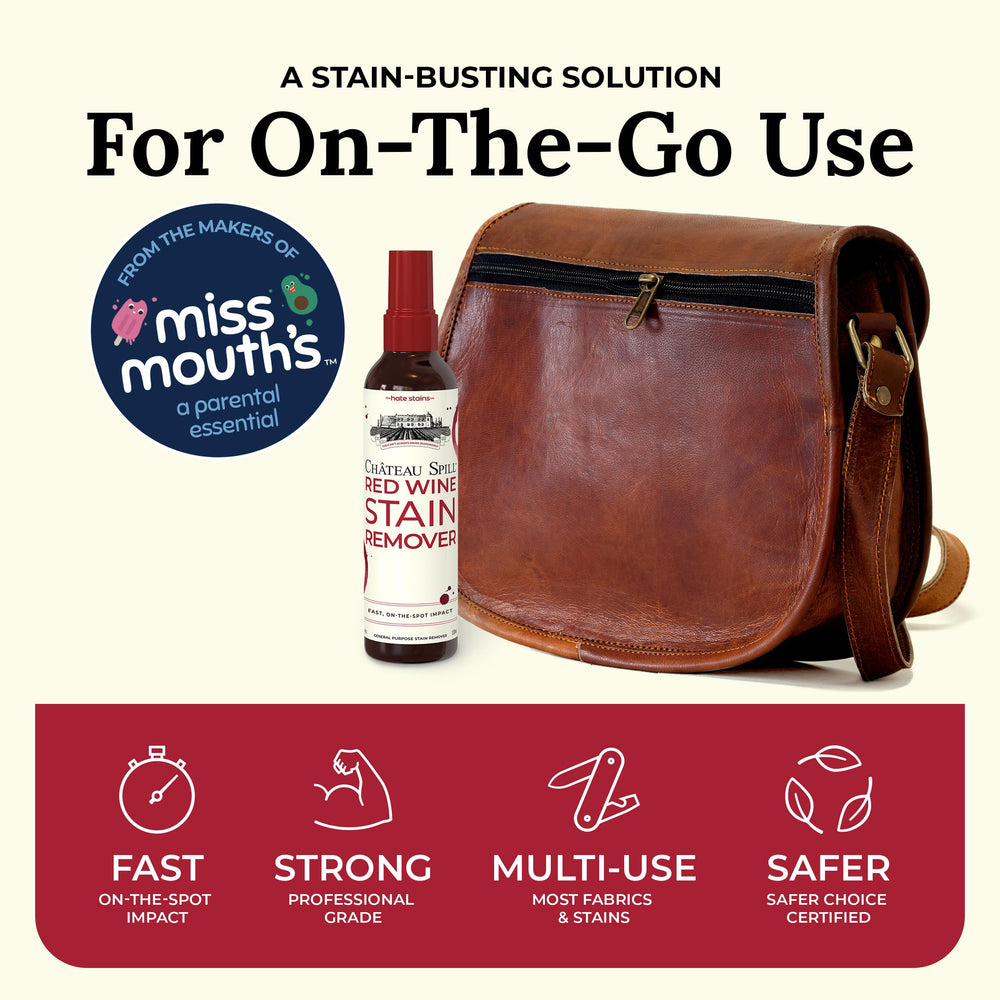 Red Wine Stain Remover for Clothes - 4oz Stain Remover Spray for Stains on Tablecloth, Carpet, Upholstery and Laundry from the makers of Miss Mouth's Messy Eater Stain Treater