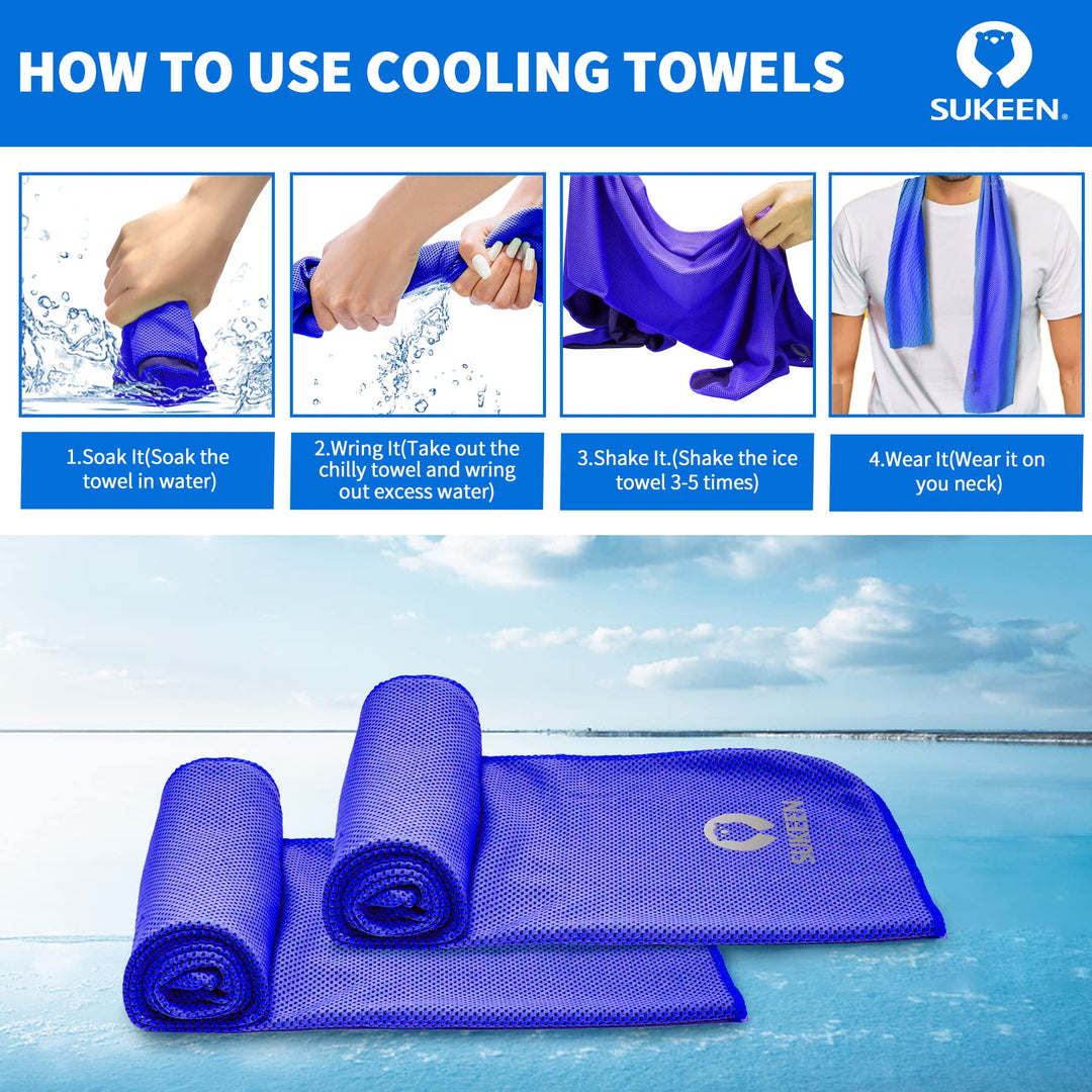 [4 Pack Cooling Towel (40x12),Ice Towel,Soft Breathable Chilly Towel,Microfiber Towel for Yoga,Sport,Running,Gym,Workout,Camping,Fitness,Workout & More Activities