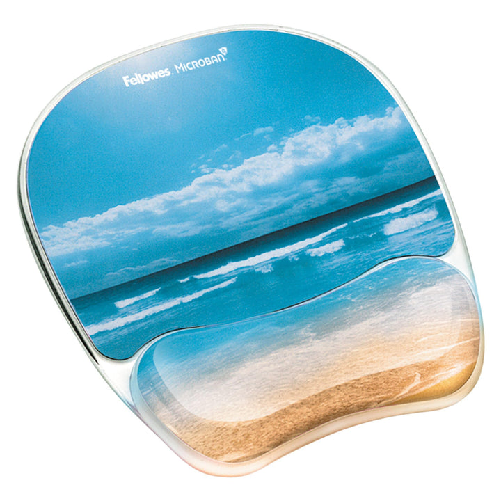 Photo Gel Mouse Pad and Wrist Rest with Microban Protection, Sandy Beach (9179301), Blue, 9.25 x 7.88