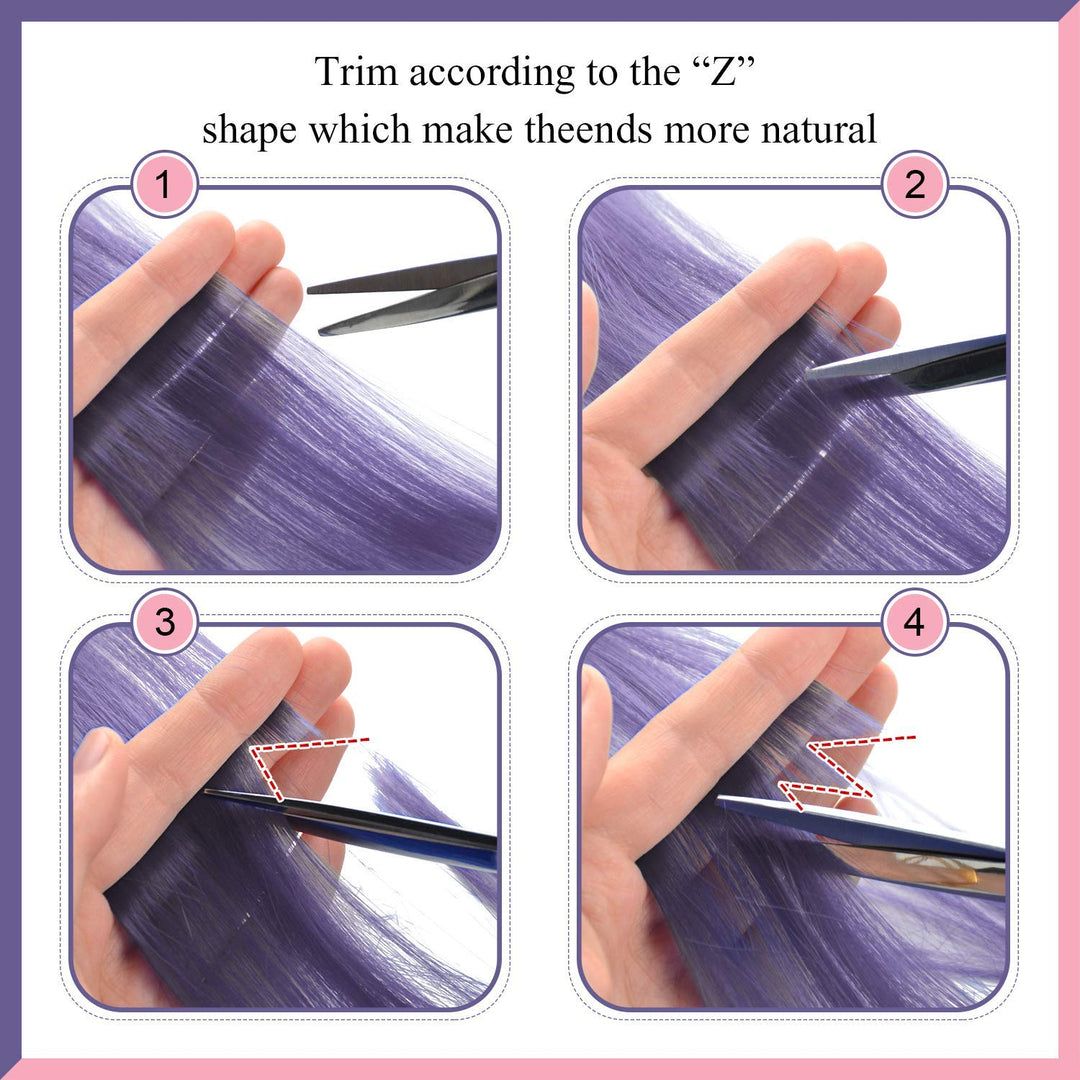 Colored Hair Extension, 12 PCS Purple Pink Hairpiece for Girls Princess Party Highlight Colorful Straight Hair Extensions Clip in Costumes Hair Piece for Girls Dolls, 20 inch