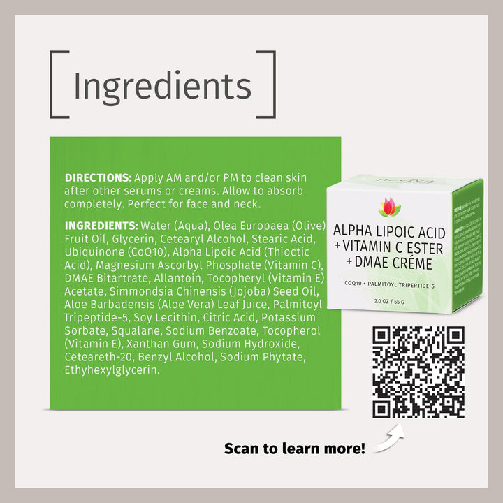 Alpha Lipoic Acid Vitamin C Ester and DMAE Cream -- 2 oz