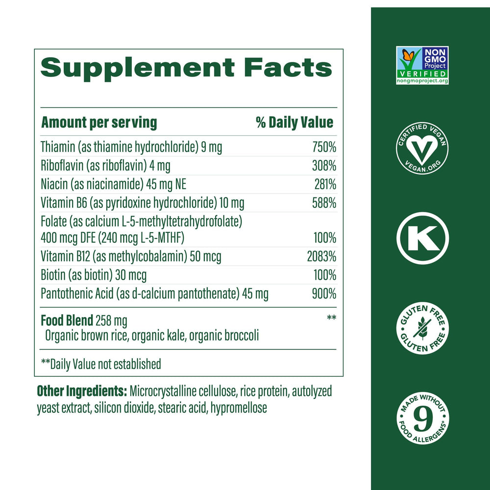 Balanced B Complex - B Complex Vitamin Supplement, 8 B Vitamins including Vitamin B6, Vitamin B12, Folate, Biotin & more, Supports Cellular Energy Production, Vegan, Gluten Free - 30 Tablets