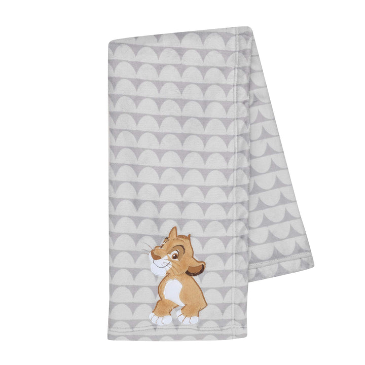 Lambs & Ivy Disney Baby The Lion King Gray Fleece Appliqued Baby Blanket