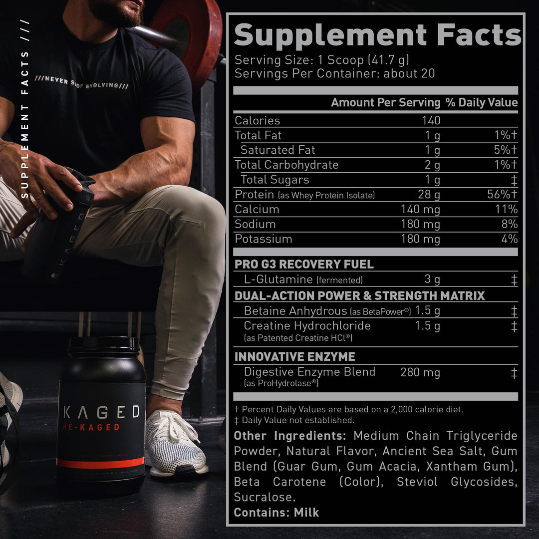 Post Workout Protein Powder, RE-KAGED Whey Protein Powder,Orange Kream - (packaging may vary)