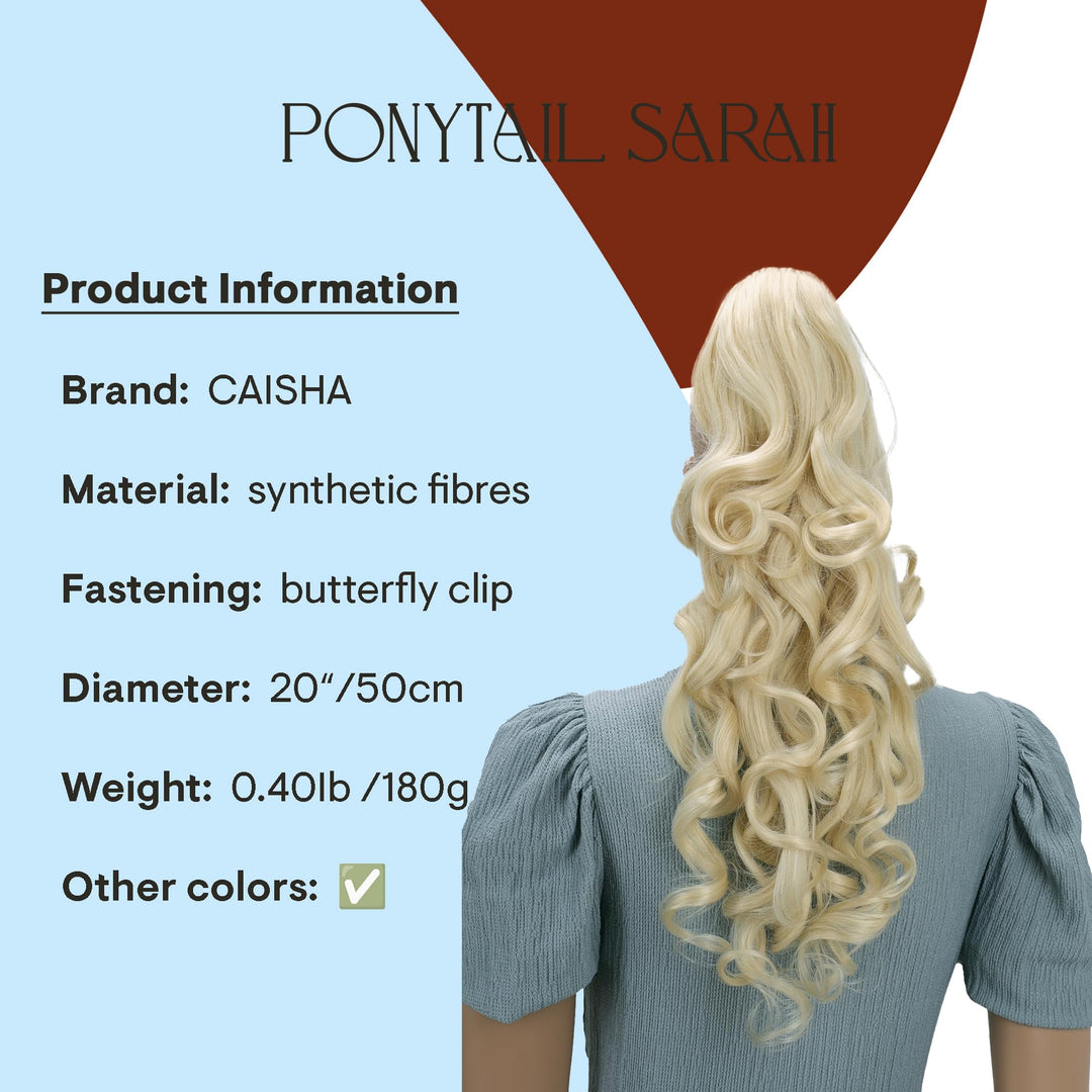 platiblond #88T613 H2 : 24 & 145g Hair Piece Pony Tail Extension (BLONDE PLATINUM) Very Long & Voluminous Curled Wavy Heat-Resisting