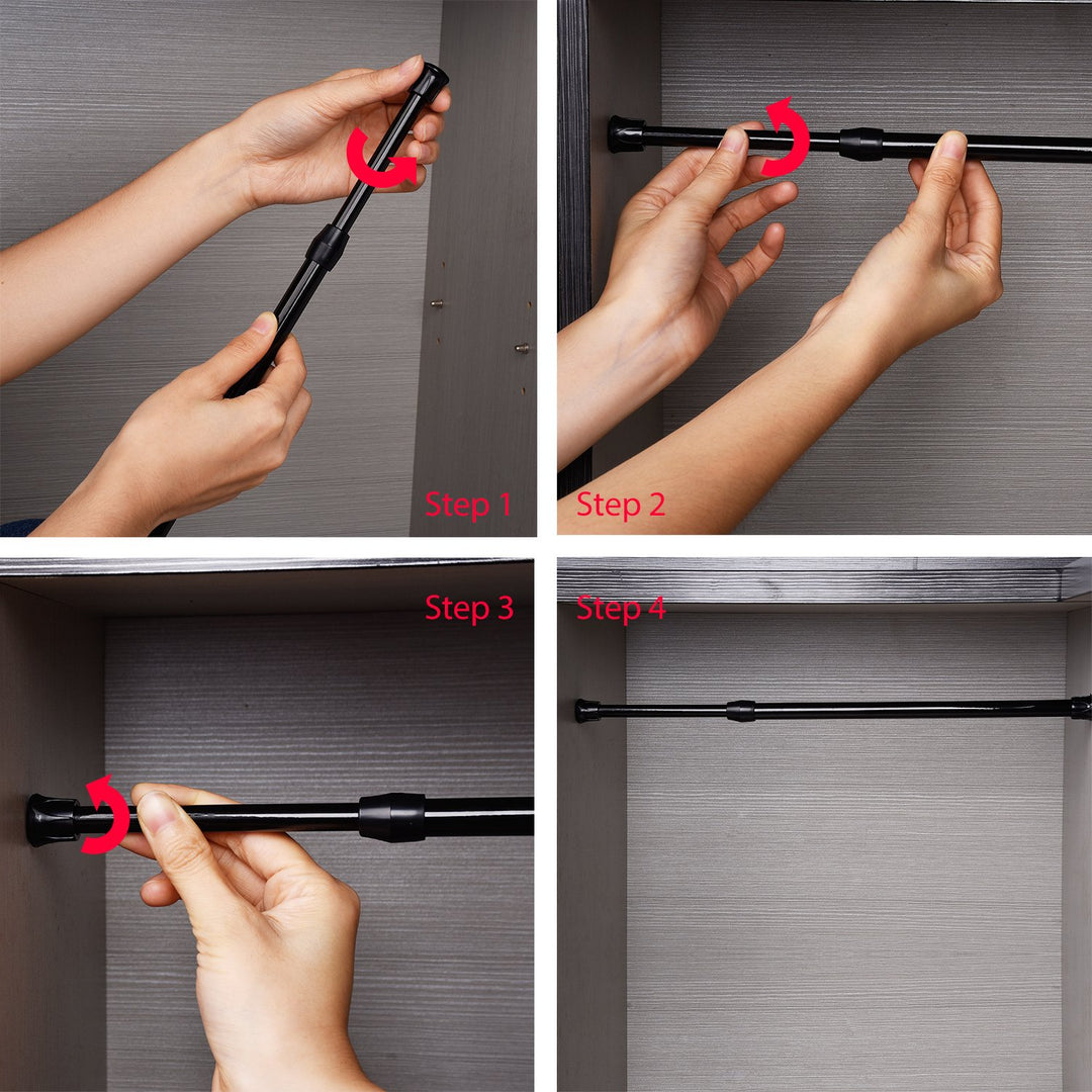 3 Pack Tension Curtain Rod Spring Loaded Curtain Rods Cupboard Bars window Tensions Rod, Adjustable Width (11.81-20 Inches, White)