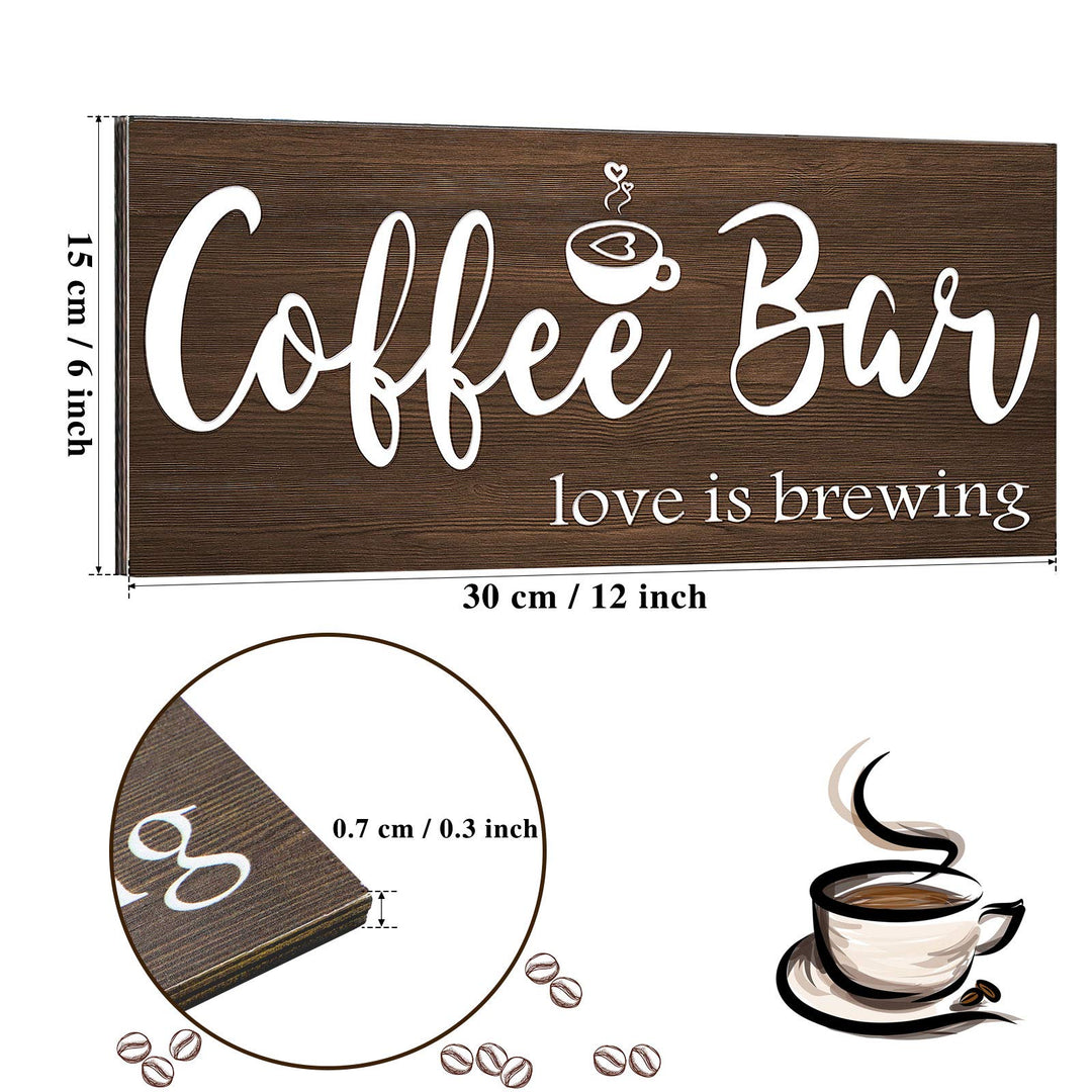 Coffee Bar Sign Rustic Wood Coffee Sign Farmhouse Coffee Bar Wall Decor Wood Plaque Hanging Sign for Home Housewarming Coffee Bar Coffee Station, 12 x 6 Inch