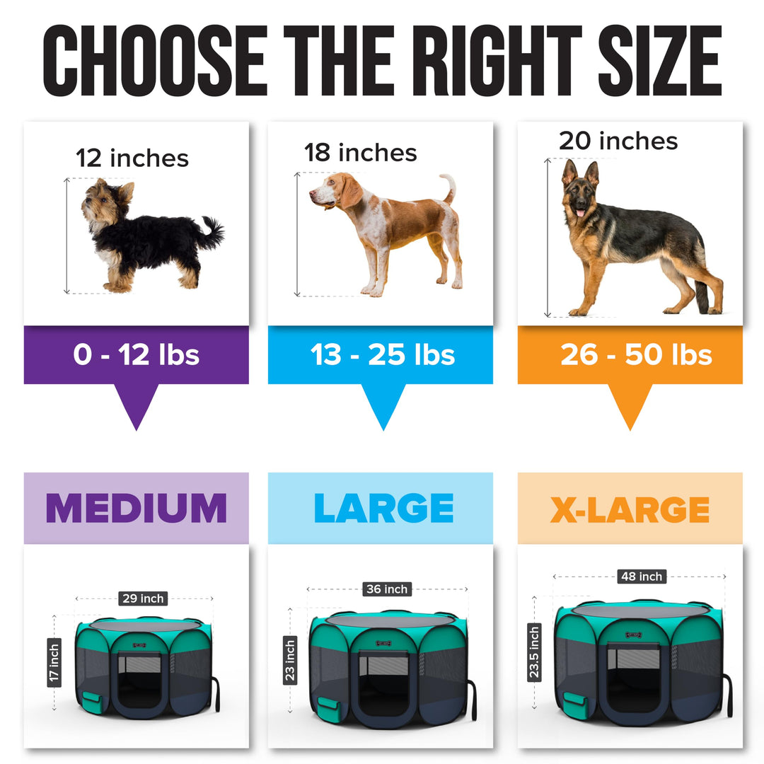 Ruff 'N Ruffus Portable Foldable Pet Playpen + Carrying Case & Collapsible Travel Bowl | Indoor/Outdoor use | Water Resistant | Removable Shade Cover (Extra Large)