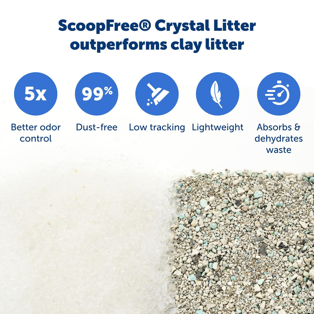 ScoopFree Crystal Cat Litter & Refill Tray, Fragrance Free, 4.3 Lb Bag with Each Tray, Pack of 6