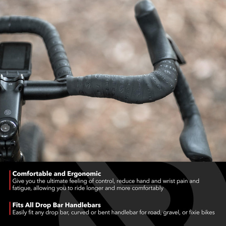Cruise Control Drop Bar Grips for Road Bike Handlebars, fits All Drop Bar Handlebars for Road, Gravel and Fixie Bicycles, Ergonomic Comfort Cycling Accessory, Top Grips