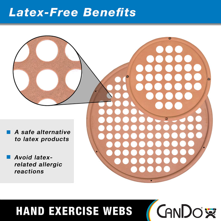 Hand Exercise Webs for Physical Therapy, Grip Strengthening, and Hand, Finger, Wrist Resistance Workouts, Portable Size, Latex Free, 14 Diameter, Tan: XX-Light