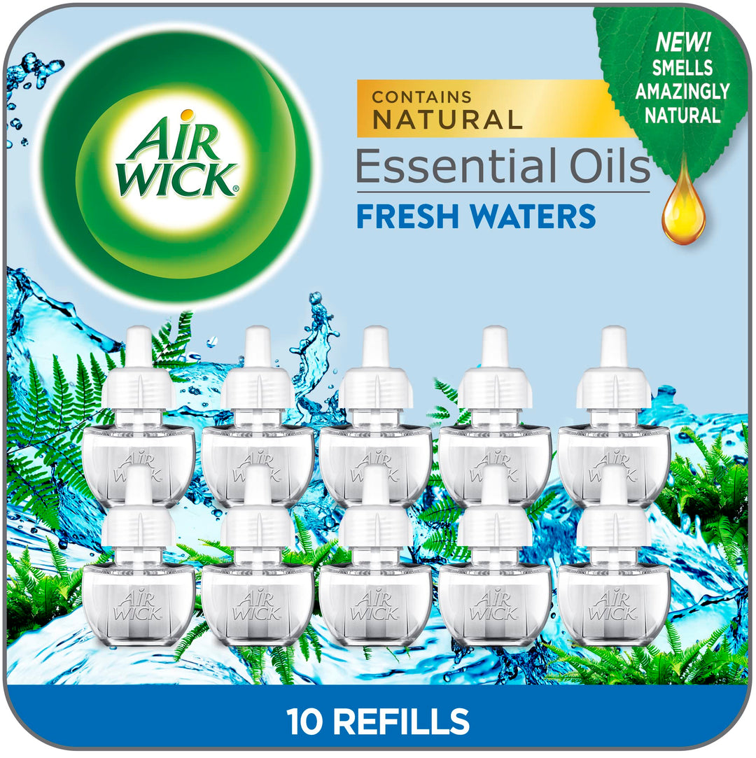 Plug in Scented Oil Refill, 10ct, Fresh Waters, Eco Friendly, Essential Oils, Air Freshener