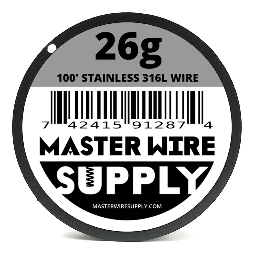 Stainless Steel 316L - 100' - 26 Gauge Wire - 100ft - 0.4mm - 0.016in - Made in USA -