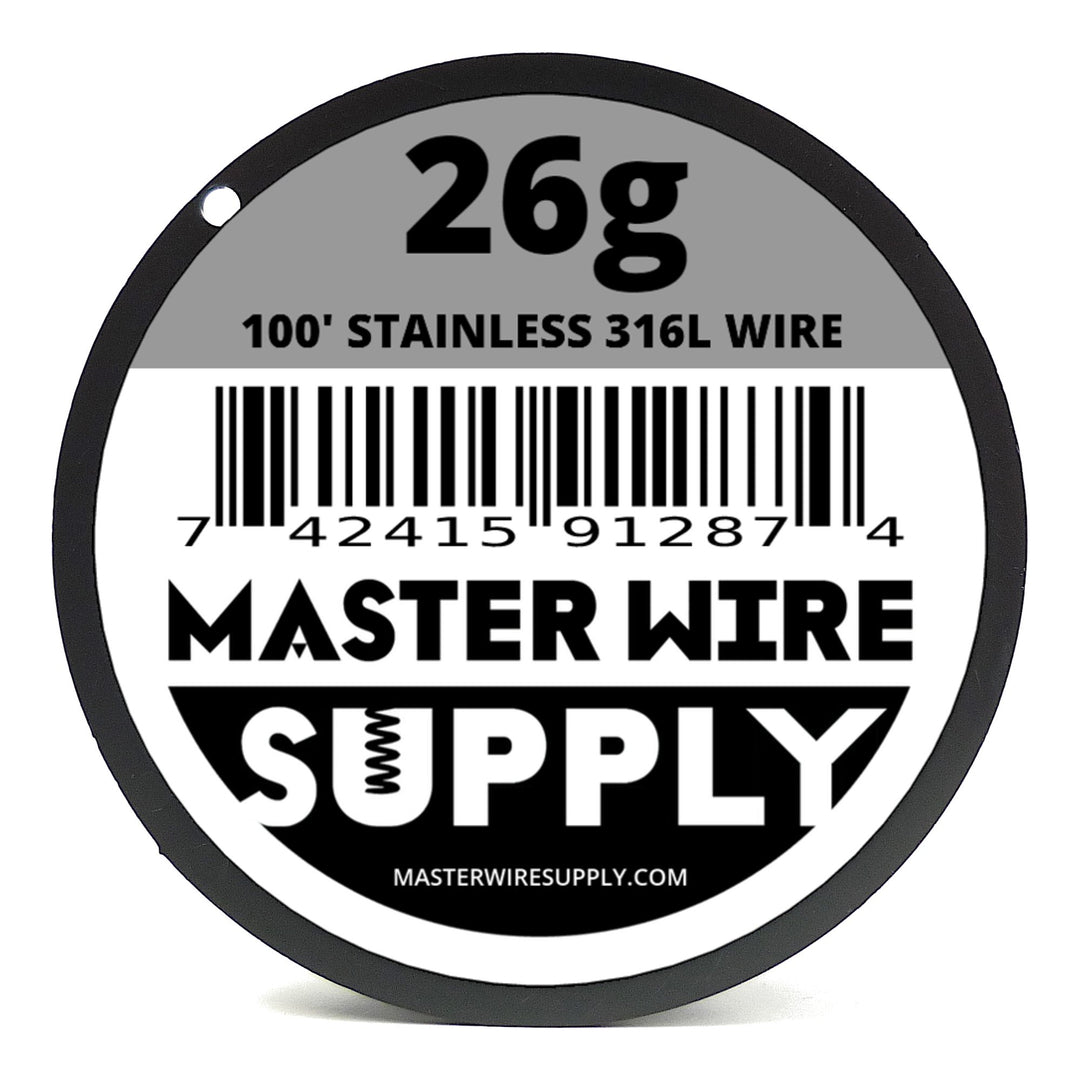 Stainless Steel 316L - 100' - 26 Gauge Wire - 100ft - 0.4mm - 0.016in - Made in USA -